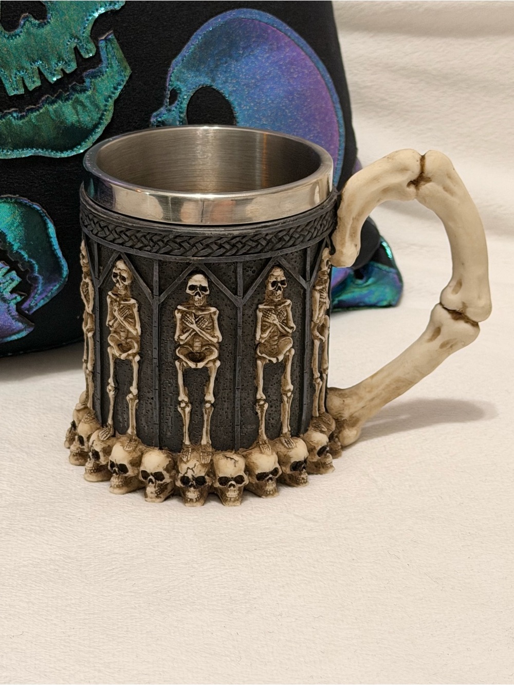 Gothic Skeleton Skull Tankard Stainless Steel Beer Tankard